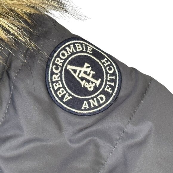 Abercrombie Down Jacket Womens Small S Gray Parka Puffer Fur Trim Winter Coat - Picture 10 of 14